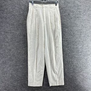 I.C. Isaacs Dress Pants Women 10P Petite Beige High Rise Pleated Linen Pockets